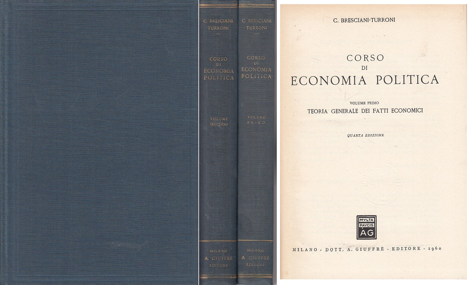 LZ- CORSO DI ECONOMIA POLITICA 2 VOLL - TURRONI - GIUFFRE' --- 1960 - C - YFS384