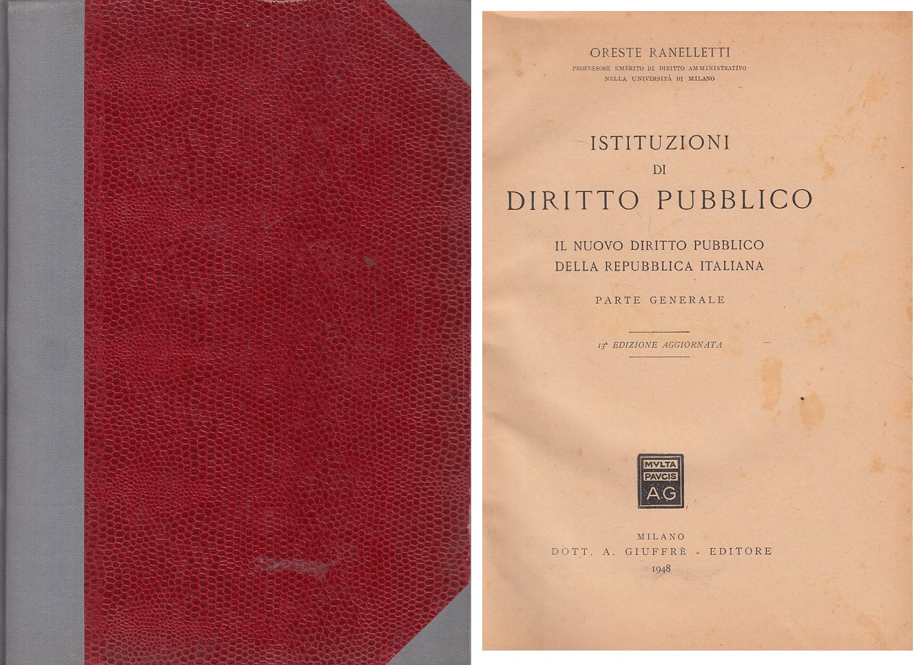 LZ- ISTITUZIONI DIRITTO PUBBLICO PARTE GENERLAE-- GIUFFRE' --- 1948 - C - ZFS672