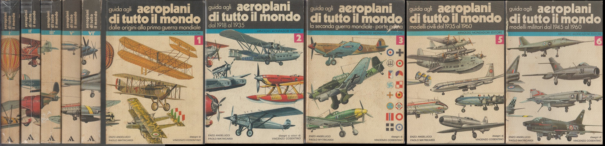 LZ- GUIDA AEROPLANI DI TUTTO IL MONDO 5 VOLUMI -- MONDADORI --- 1975 - C - XFS48