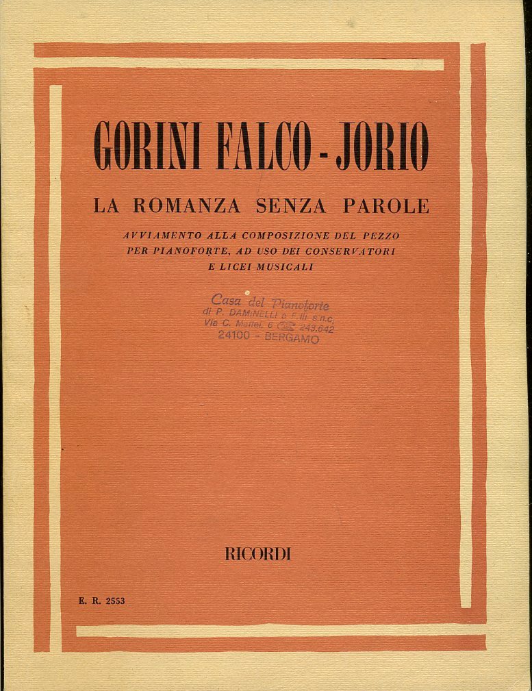 LT- LA ROMANZA SENZA PAROLE - GORINI FALCO JORIO - RICORDI --- 1983 - B - YFS693