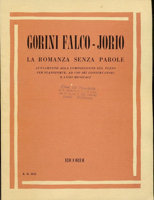 LT- LA ROMANZA SENZA PAROLE - GORINI FALCO JORIO - RICORDI --- 1983 - B - YFS693