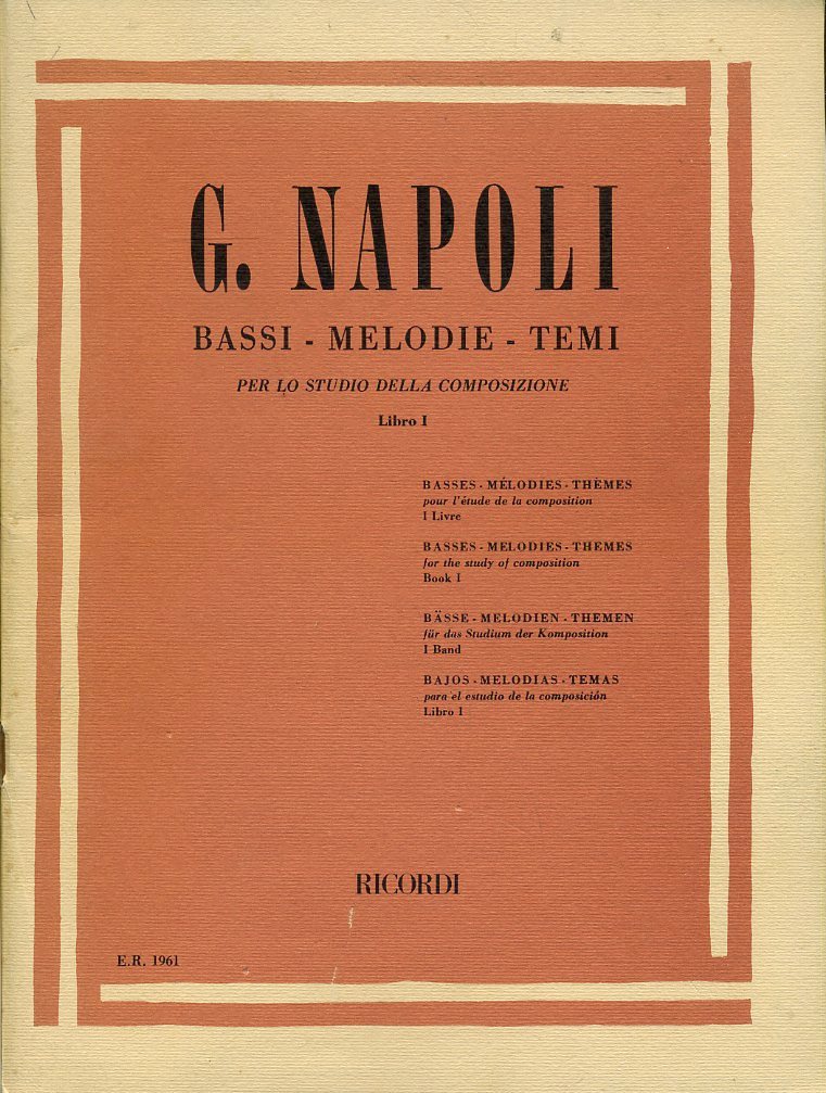 LT- BASSI MELODIE TEMI COMPOSIZIONE - G. NAPOLI - RICORDI --- 1962 - S - YFS693
