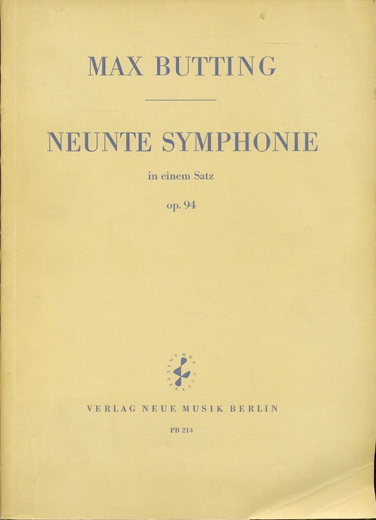 LT- NEUNTE SYMPHONIE - MAX BUTTING - VERLAG NEUE MUSIK BERLIN--- 1959- B- YFS693