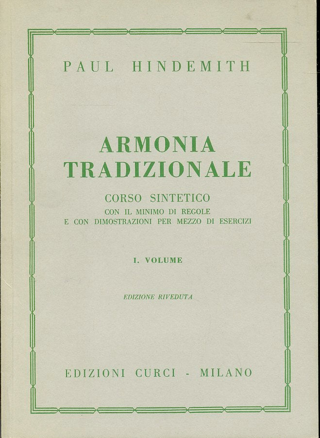 LT- ARMONIA TRADIZIONALE CORSO - PAUL HINDEMITH - CURCI --- 1979- B- YFS693