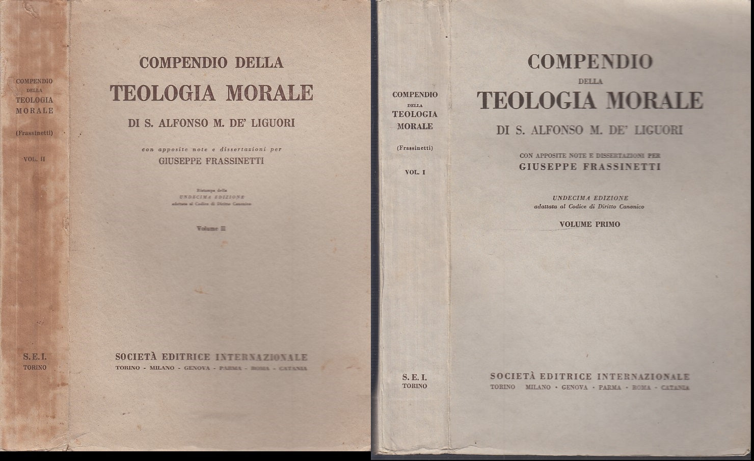 LS- COMPENDIO DELLA TEOLOGIA MORALE 2 VOLUMI - DE LIGUORI- SEI--- 1936- B- XFS51