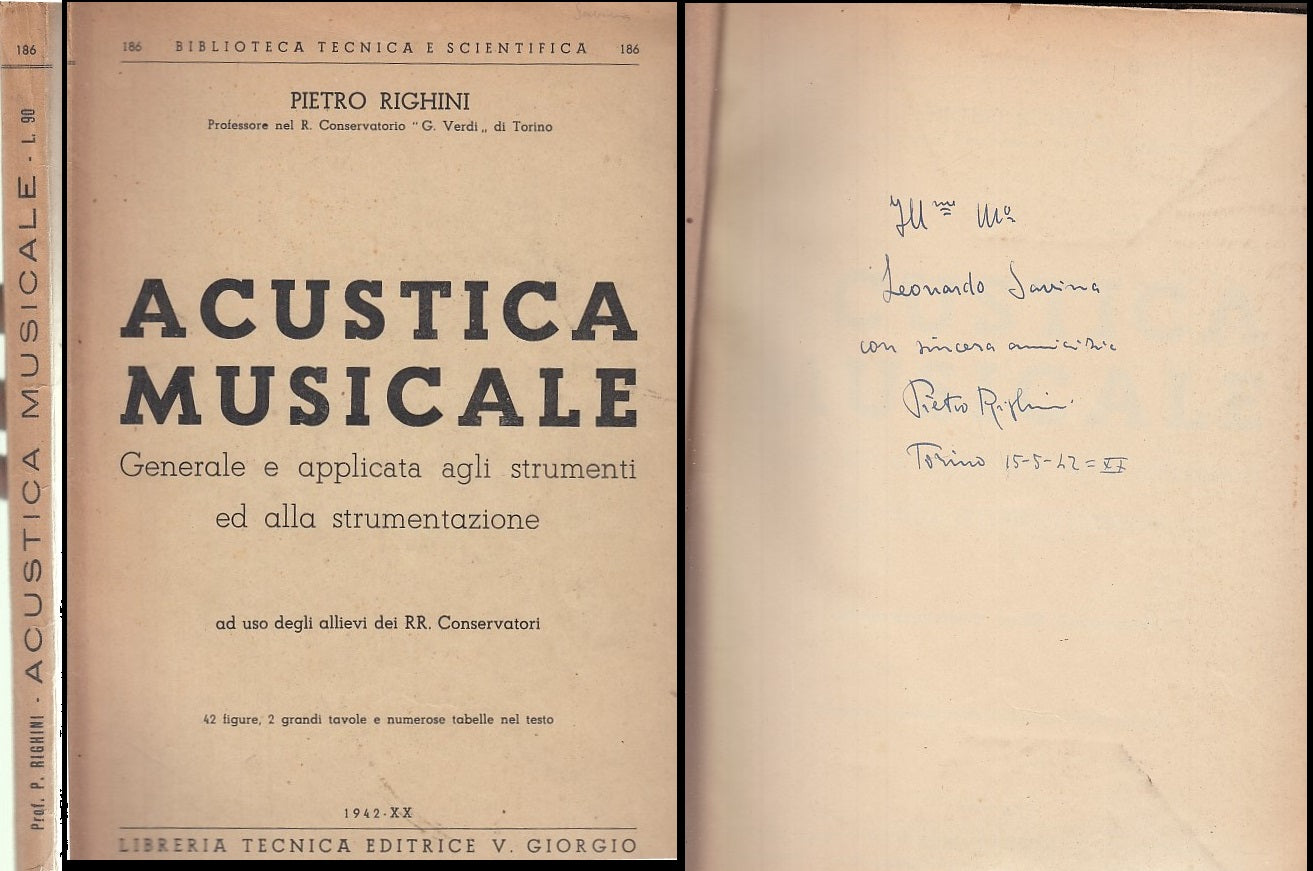 LH- ACUSTICA MUSICALE CON DEDICA AUTOGRAFA - PIETRO RIGHINI ---- 1942- B- XFS57