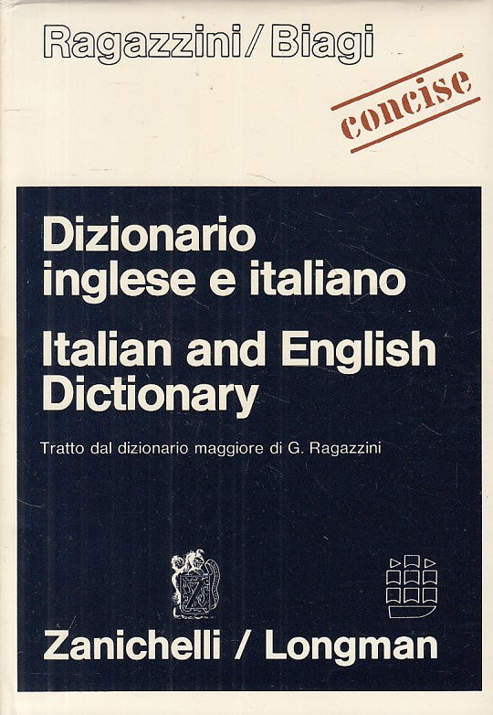LZ- DIZIONARIO INGLESE ITALIANO DICTIONARY -- ZANICHELLI --- 1972 - CS - YFS590
