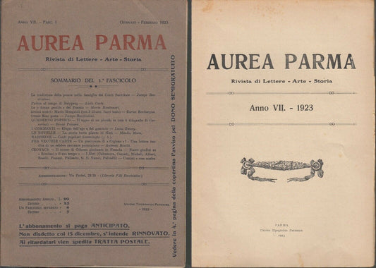 LT- RIVISTA AUREA PARMA FASCICOLI I/VI ANNATA COMPLETA INDICI----- 1923- B-XFS19
