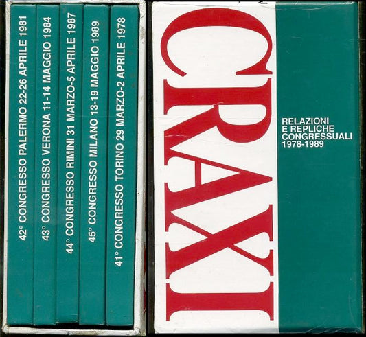 LS- RELAZIONI REPLICHE CONGRESSUALI 1978/1989 5 VOLUMI- CRAXI---- 1990- C- XFS51