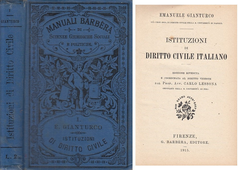 LZ- ISTITUZIONI DIRITTO CIVILE - GIANTURCO - BARBERA- MANUALI-- 1915 - C - ZFS57