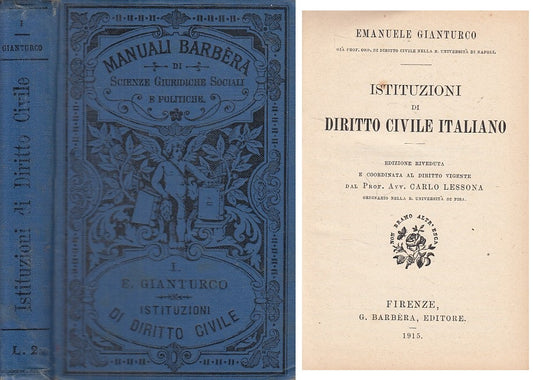 LZ- ISTITUZIONI DIRITTO CIVILE - GIANTURCO - BARBERA- MANUALI-- 1915 - C - ZFS57