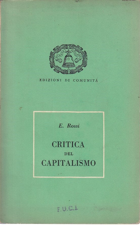 LS- CRITICA DEL CAPITALISMO - ROSSI - DI COMUNITA' --- 1950 - B - ZFS454