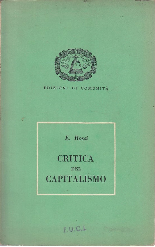 LS- CRITICA DEL CAPITALISMO - ROSSI - DI COMUNITA' --- 1950 - B - ZFS454
