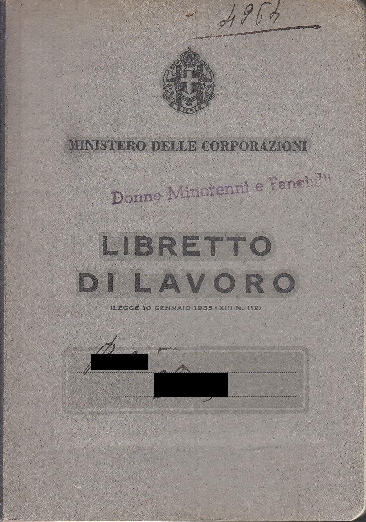 LH- LIBRETTO DI LAVORO PARMA -- MINISTERO DELLE CORPORAZIONI --- 1941- B- XFS59