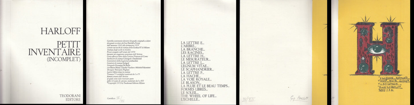 LT- PORTFOLIO PETIT INVENTAIRE INCOMPLET- GUY HARLOFF- TEODORANI- 1970- C- XFS59