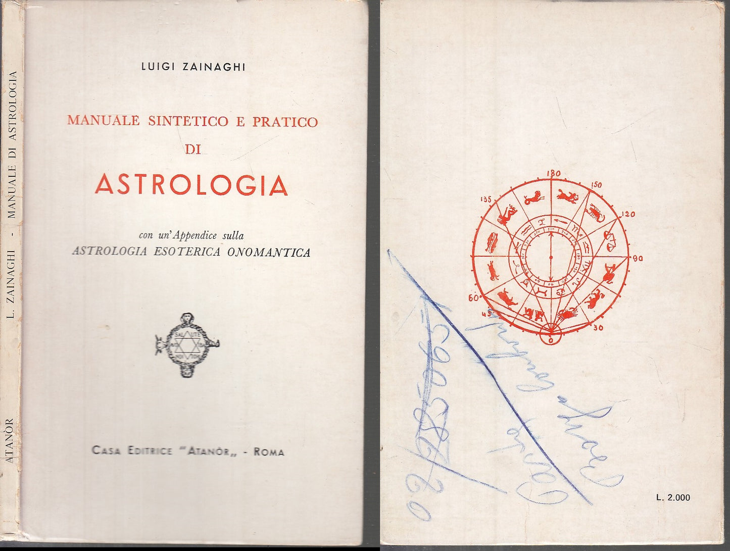LZ- MANUALE SINTETICO E PRATICO DI ASTROLOGIA- ZAINAGHI- ATANOR--- 1960- B-XFS58