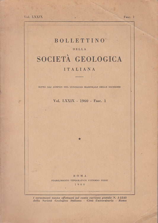LS- BOLLETTINO SOCIETA' GEOLOGICA LXXIX FASC. 1 -- ROMA --- 1960 - B - ZFS180