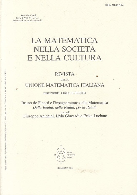 LZ- MATEMATICA NELLA SOCIETA' E NELLA CULTURA -- BOLOGNA --- 2015 - B - YFS22