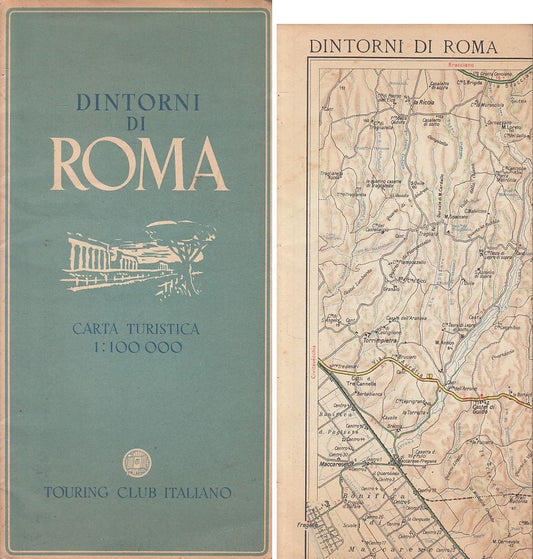 LV- DINTORNI DI ROMA CARTA TURISTICA RIPIEGATA -- TCI --- 1950 - B - ZFS90