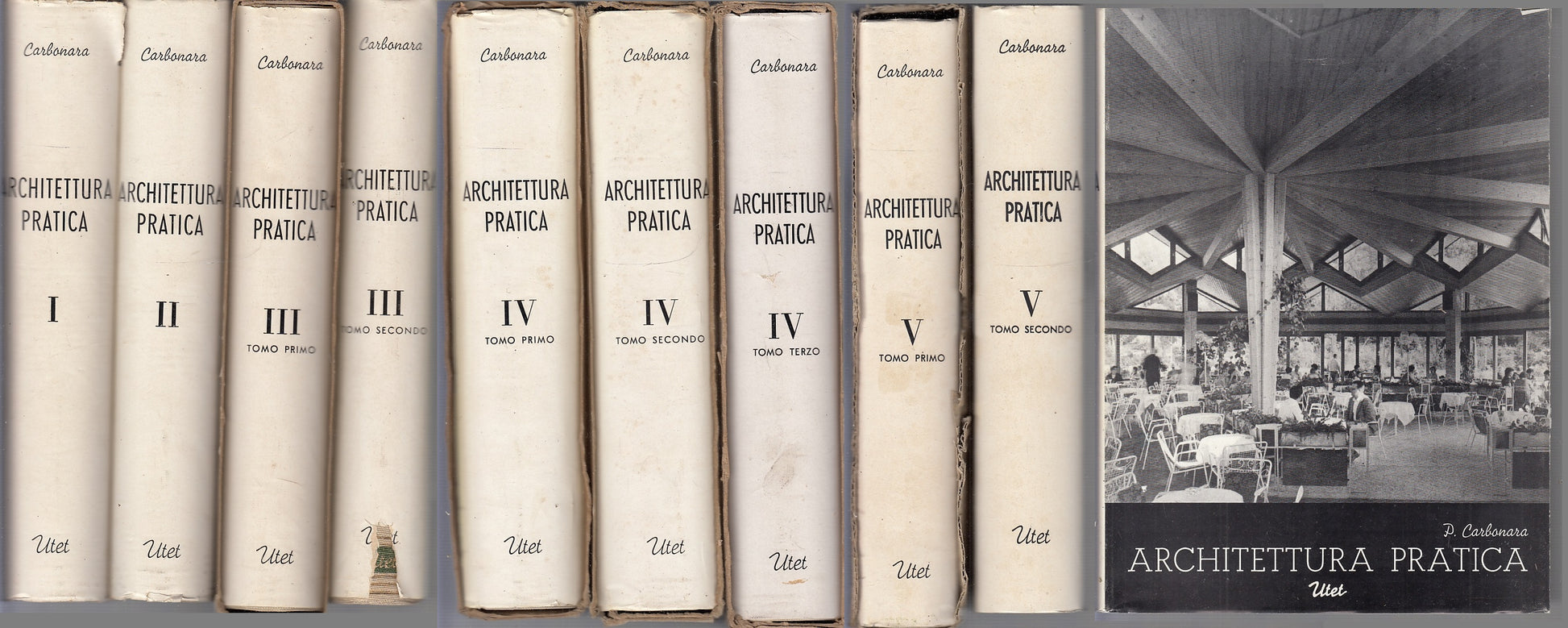 LT- ARCHITETTURA PRATICA 5 VOLUMI 9 TOMI - CARBONARA - UTET --- 1971- CS- YFS999