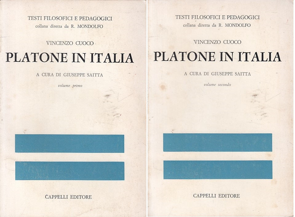 LS- PLATONE IN ITALIA 2 VOL. - CUOCO - CAPPELLI - FILOSOFICI-- 1932 - B - ZFS443