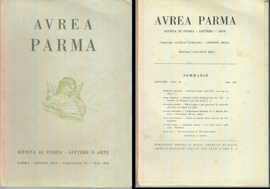 LR- RIVISTA AUREA PARMA ANNO XXIV FASC. 6 -- BODONIANA --- 1940 - B - XFS55