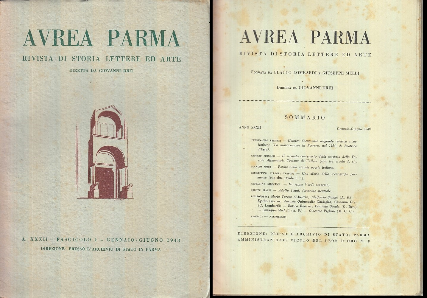 LR- RIVISTA AUREA PARMA ANNO XXXII FASC. 1 -- BODONIANA --- 1948 - B - XFS55