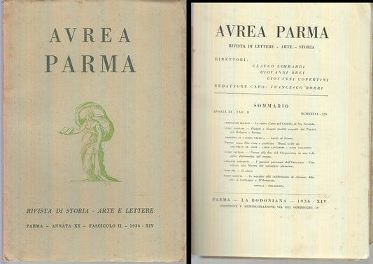 LR- RIVISTA AUREA PARMA ANNO XX FASCICOLO 2 -- BODONIANA --- 1936 - B - XFS55