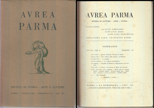 LR- RIVISTA AUREA PARMA ANNO XXI FASCICOLO 2 -- BODONIANA --- 1937 - B - XFS55