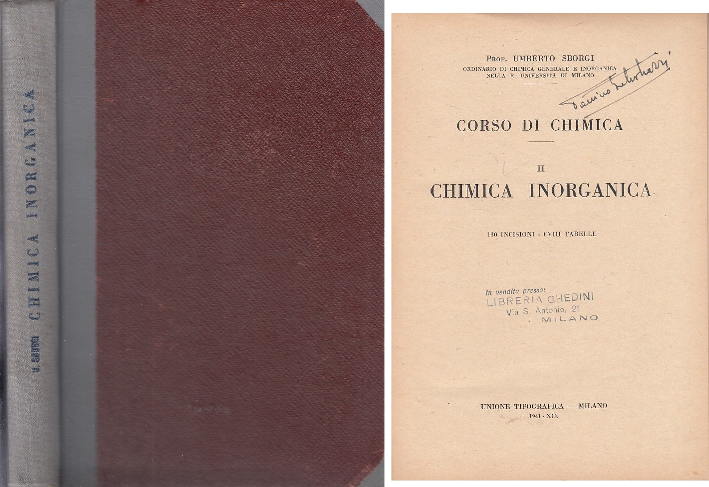 LZ- CORSO CHIMICA VOL.2 CHIMICA INORGANICA - SBORGI - UTET --- 1941 - C - YFS7