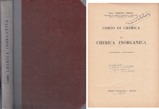LZ- CORSO CHIMICA VOL.2 CHIMICA INORGANICA - SBORGI - UTET --- 1941 - C - YFS7