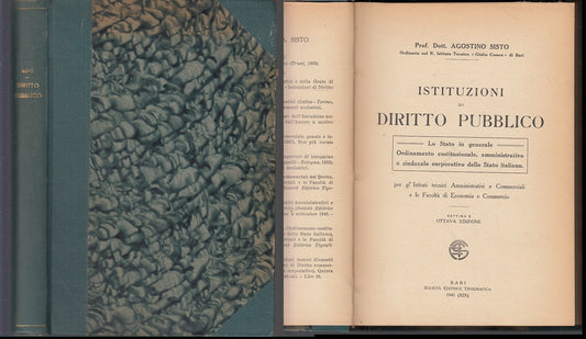 LH- ISTITUZIONI DI DIRITTO PUBBLICO - PROF. AGOSTINO SISTO ---- 1941- C- XFS38