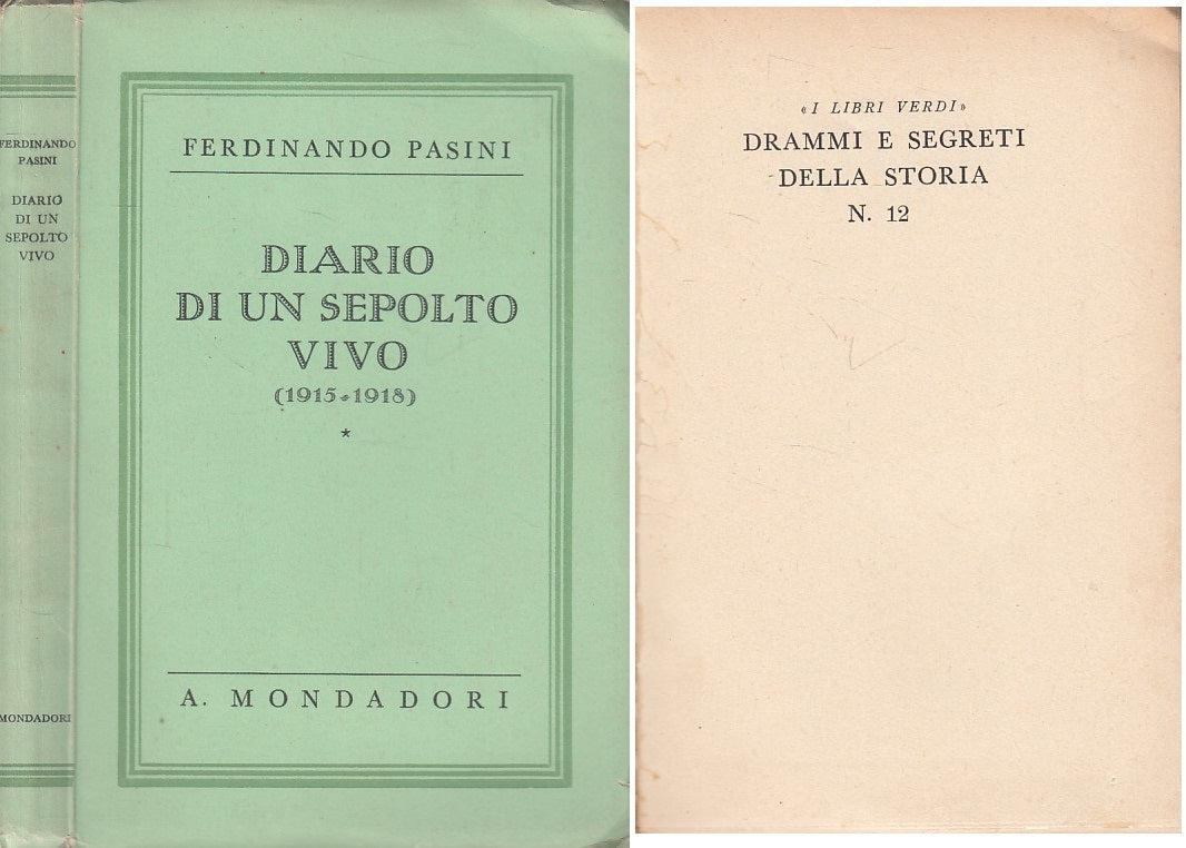 LN- DIARIO DI SEPOLTO VIVO - PASINI - MONDADORI- LIBRI VERDI-- 1933 - B - YFS596
