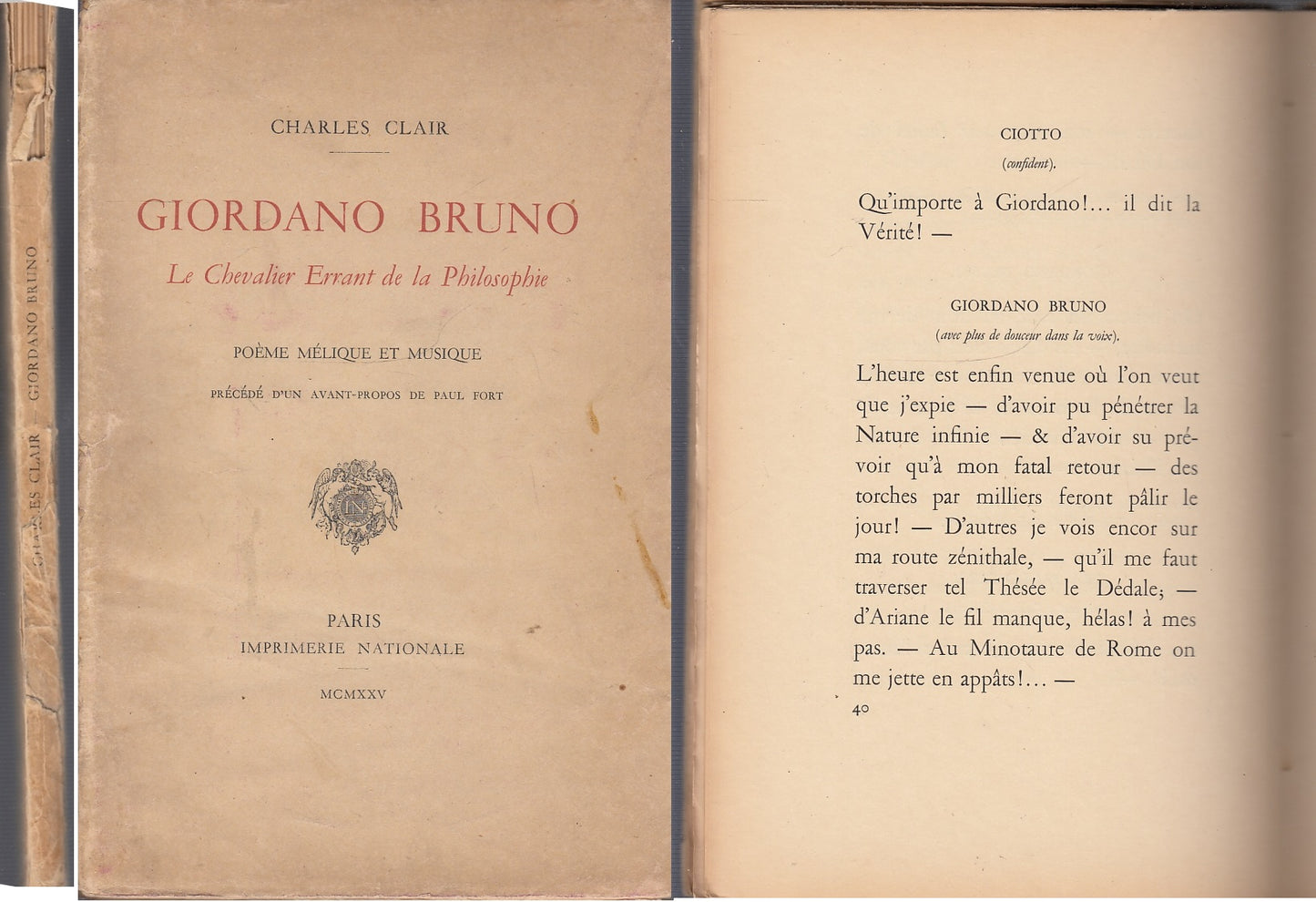 LN- LE CHEVALIER ERRANT DE LA PHILOSOPHIE - GIORDANO BRUNO ---- 1925 - B- XFS52