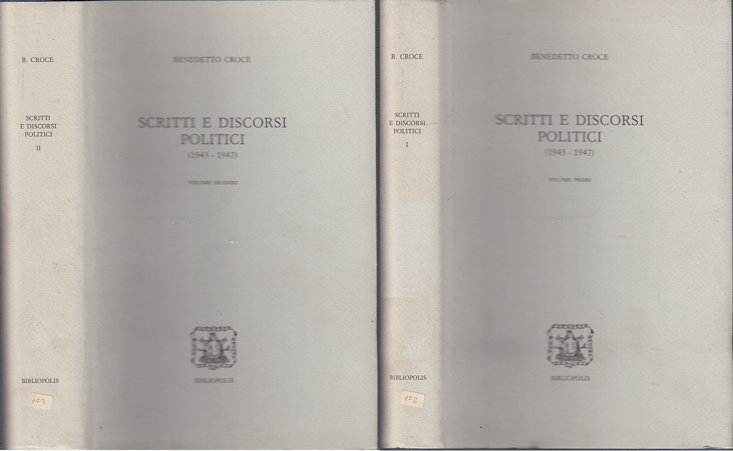 LS- SCRITTI E DISCORSI POLITICI 2 VOLUMI - CROCE- BIBLIOPOLIS--- 1993- CS- XFS34