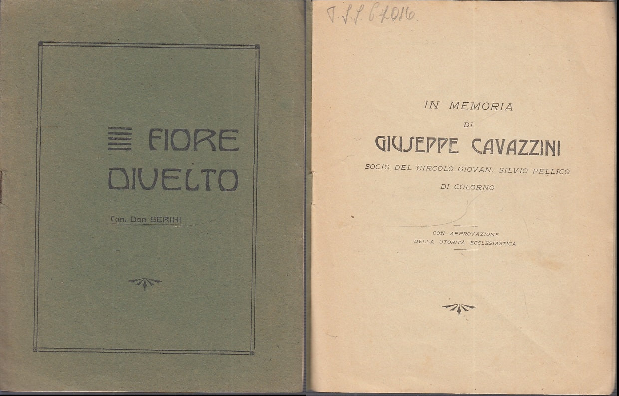 LH- FIORE DIVELTO  in memoria di GIUSEPPE CAVAZZINI- DON SERINI---- 1926- S- WPR