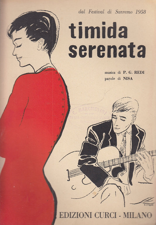 LT- SPARTITO MUSICALE TIMIDA SERENATA - REDI NISA - CURCI --- 1958- S- YFS150