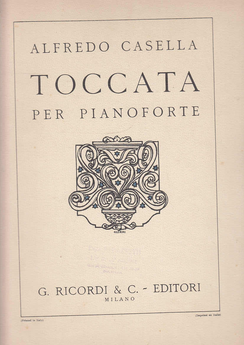 LT- TOCCATA PER PIANOFORTE - ALFREDO CASELLA - RICORDI --- 1940 - B - YFS522