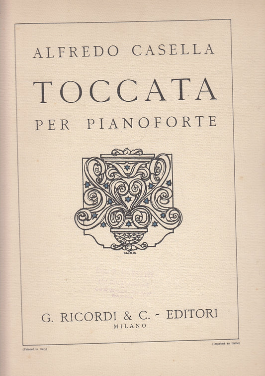 LT- TOCCATA PER PIANOFORTE - ALFREDO CASELLA - RICORDI --- 1940 - B - YFS522