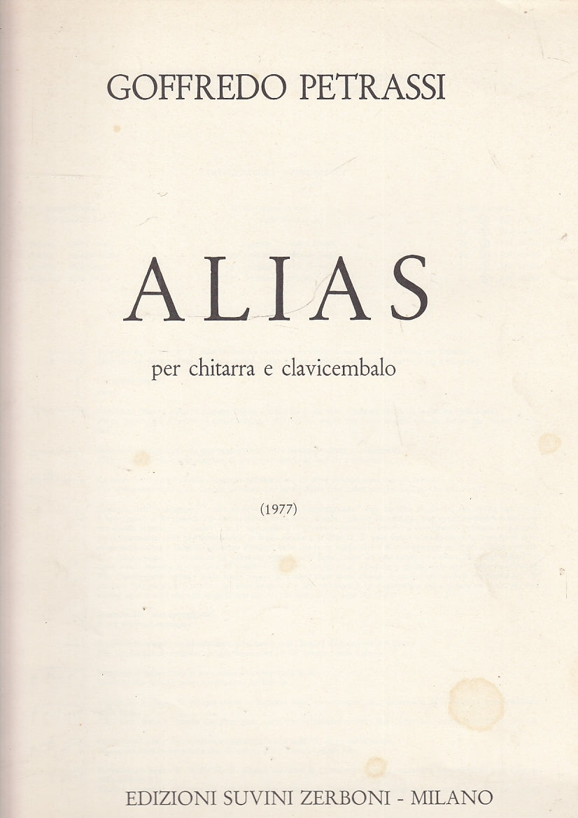 LT- ALIAS CHITARRA CLAVICEMBALO - PETRASSI - SUVINI ZERBONI --- 1977- S- YFS150