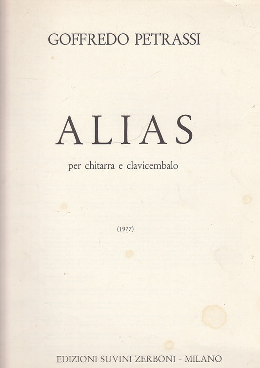 LT- ALIAS CHITARRA CLAVICEMBALO - PETRASSI - SUVINI ZERBONI --- 1977- S- YFS150