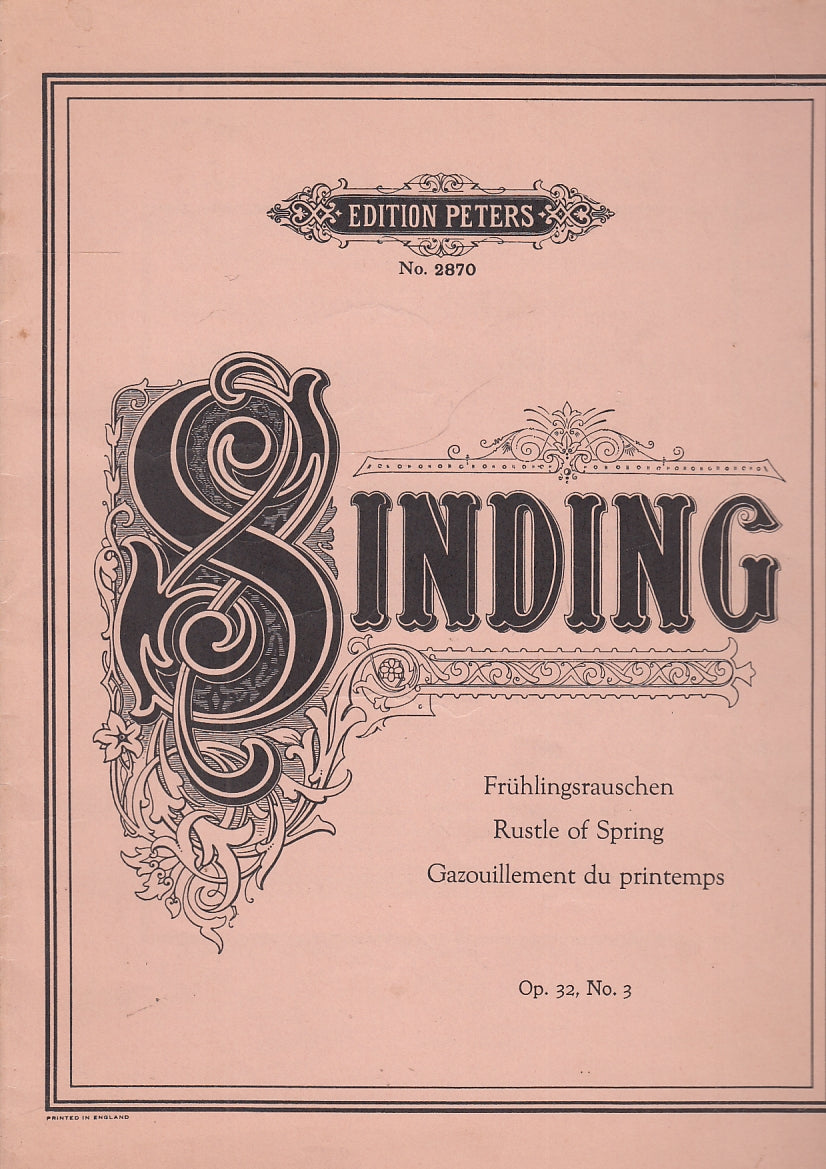 LT- PARTITURA SINDING RUSTLE OF SPRING -- EDITION PETERS --- 1965 - S - YFS150