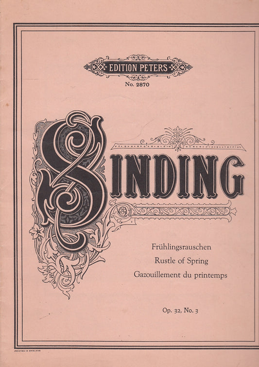 LT- PARTITURA SINDING RUSTLE OF SPRING -- EDITION PETERS --- 1965 - S - YFS150