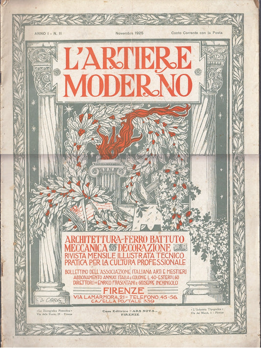 LH- RIVISTA L'ARTIERE MODERNO N.11 ANNO I -- ASS. ARTI MESTIERI--- 1925- S- XFS7