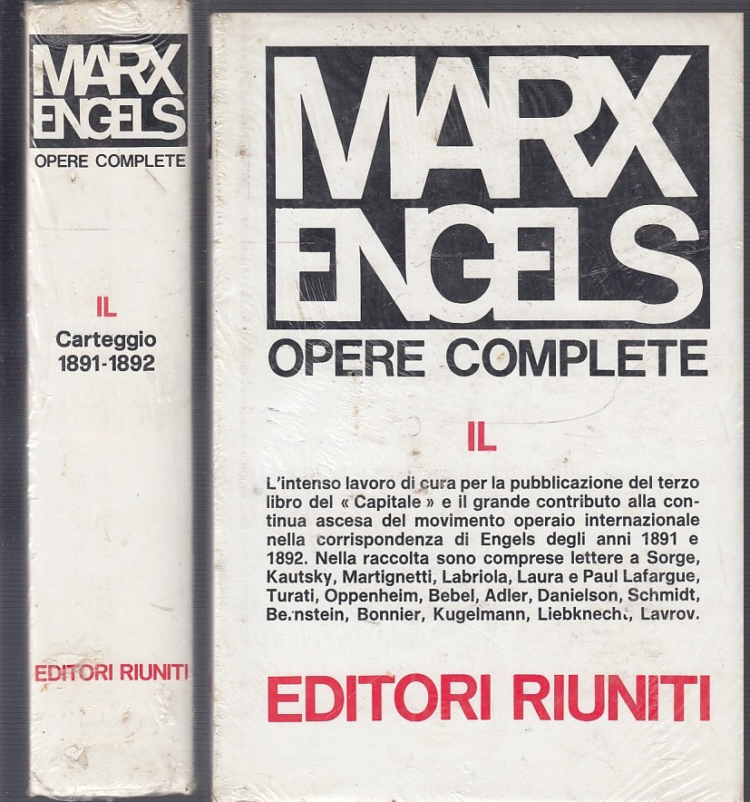 LS- OPERE COMPLETE IL CARTEGGIO 1891/1892- MARX ENGELS- RIUNITI--- 1980- CS-XFS7