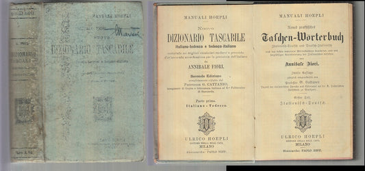 LH- NUOVO DIZIONARIO TASCABILE ITALIANO TEDESCO- FIORI- HOEPLI--- 1900- C-ZFS319