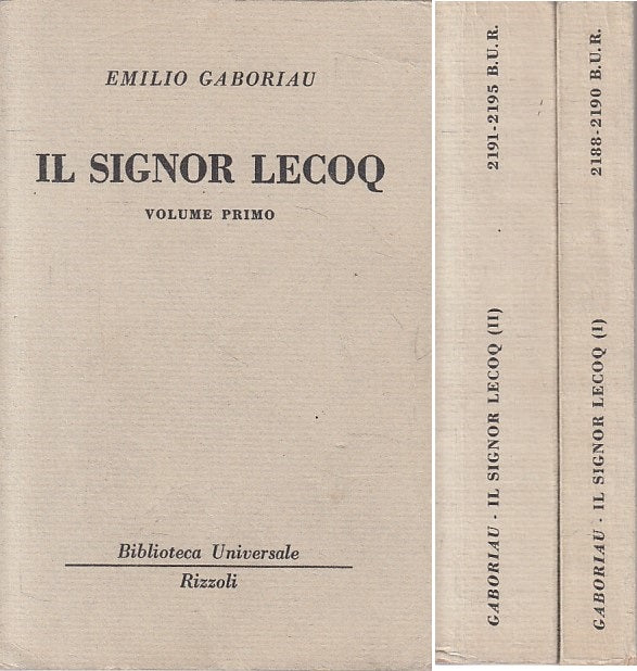 LN- IL SIGNOR LECOQ 2 VOLL. - EMILIO GABORIAU - RIZZOLI --- 1965 - B - ZFS633