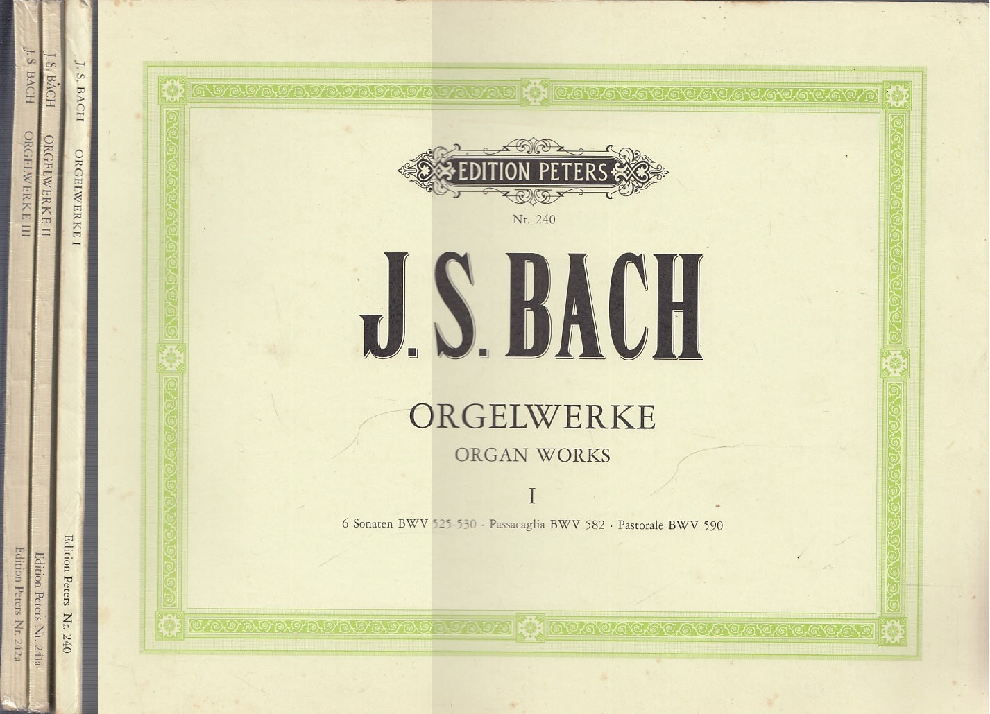 LT- SPARTITO ORGELWERKE 3 VOLUMI ORGANO- BACH - EDTION PETERS--- 1980- B- YFS522