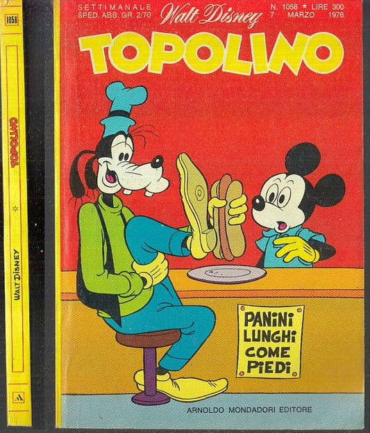 FD- TOPOLINO N.1058 CON BOLLINO PUNTI OTTIMO -- DISNEY MONDADORI - 1976 - B- RBX