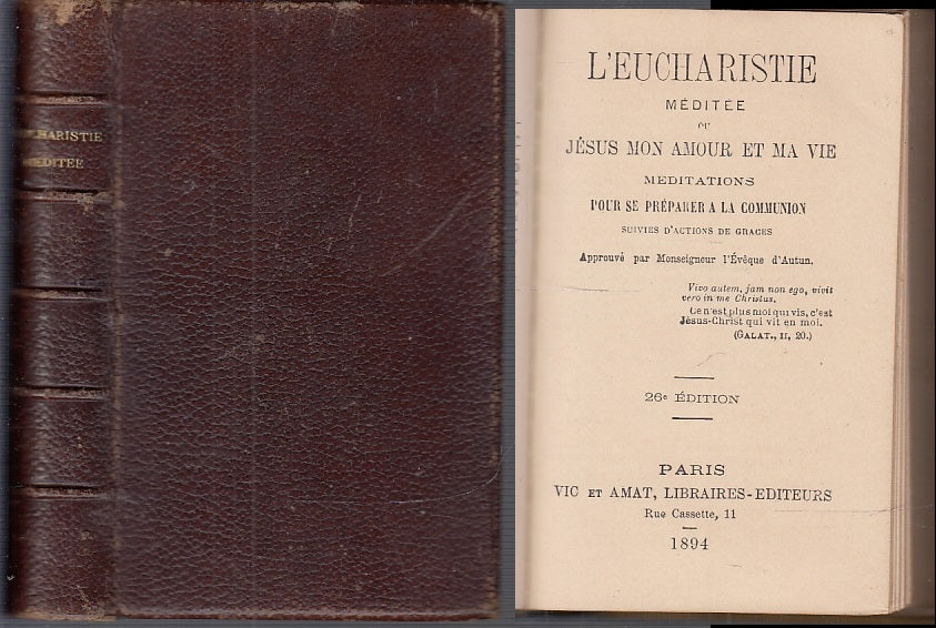 LH- L'EUCHARISTIE MEDITEE IN FRANCESE EUCARESTIA COMUNIONE----- 1894- C- XFS32